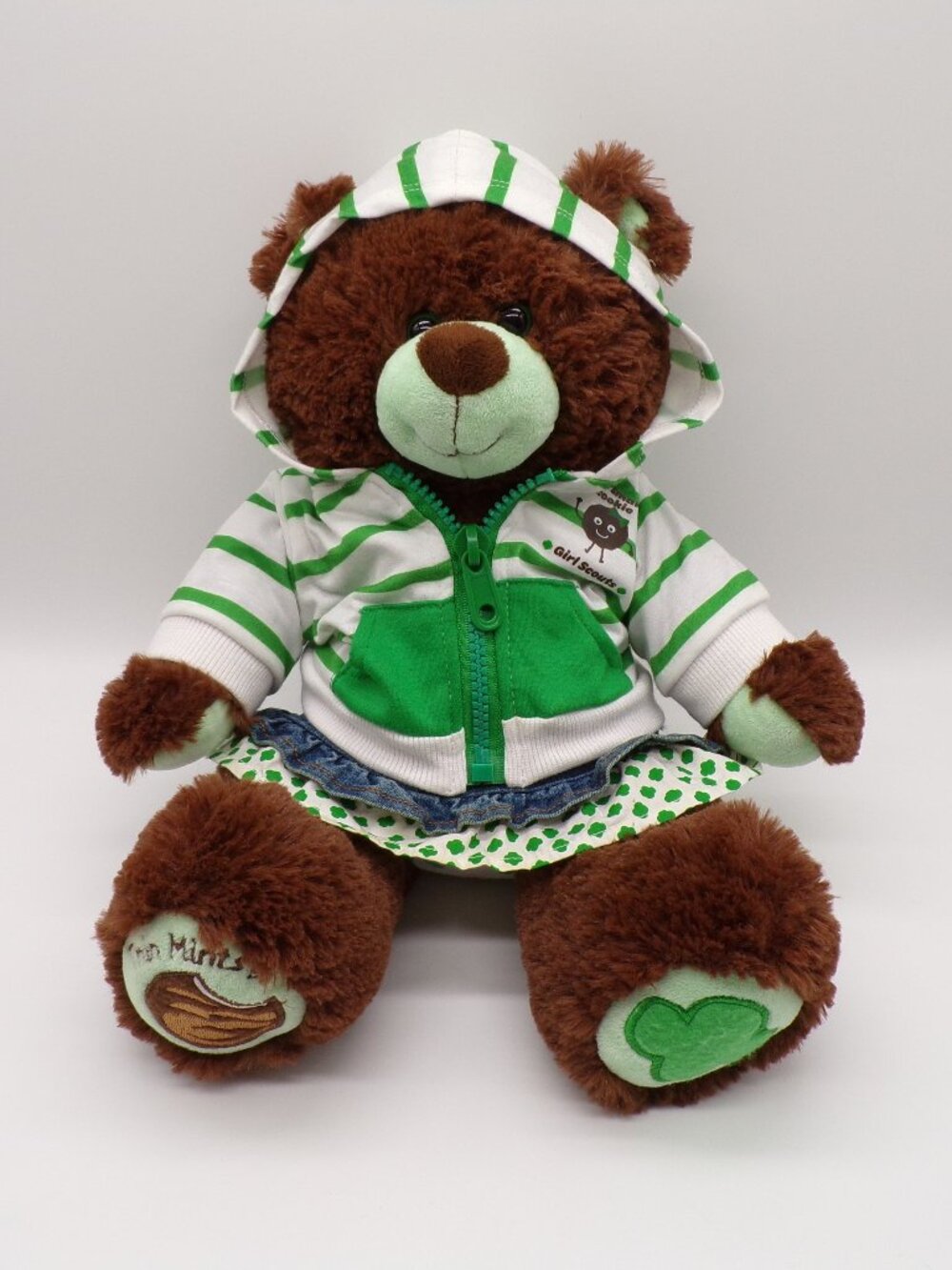 Build A Bear Girl Scout Cookie Thin Mint Bear Plush Outfit Hoodie Skirt Girlhood